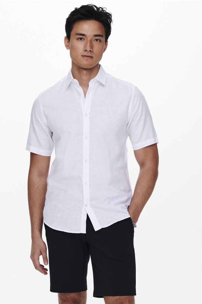 ONSCAIDEN SS SOLID LINEN SHIRT NOOS 22009885 WHITE